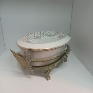 Vintage Hand Painted Lenwile China Ardalt Japan Butterfly Flower Soap Dish